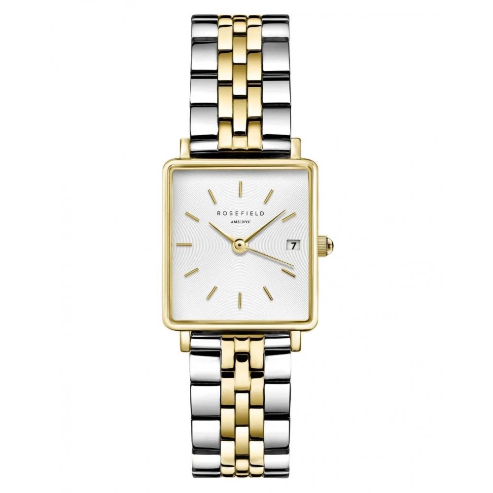 ROSEFIELD Boxy XS Duotone Ρολόι Δίχρωμο Ατσάλι Μπρασελέ QMWSSG-Q023