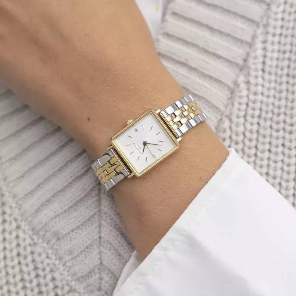 ROSEFIELD Boxy XS Duotone Ρολόι Δίχρωμο Ατσάλι Μπρασελέ QMWSSG-Q023