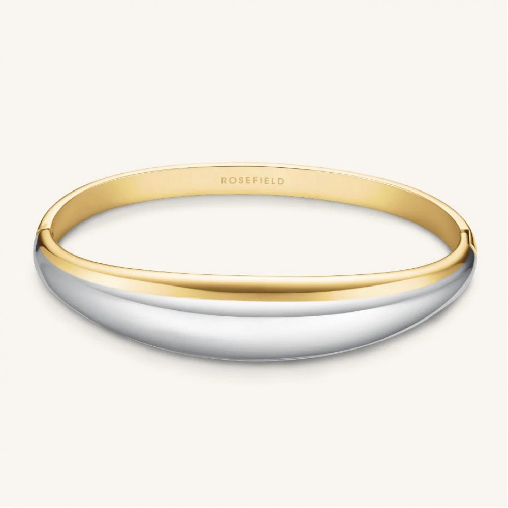 ROSEFIELD Dome Duotone Bangle Βραχιόλι χειροπέδα Ασημί Ανοξείδωτο Ατσάλι  JBDBD-J1218