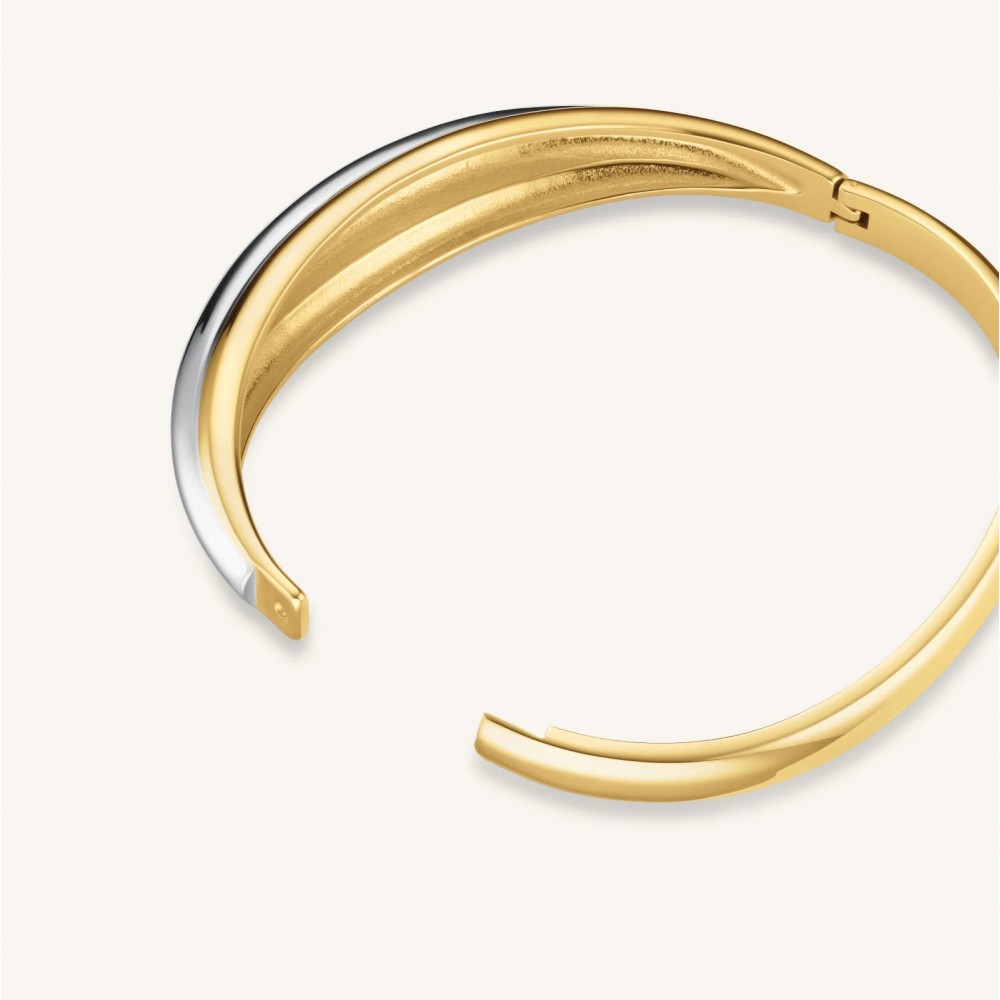 ROSEFIELD Dome Duotone Bangle Βραχιόλι χειροπέδα Ασημί Ανοξείδωτο Ατσάλι  JBDBD-J1218