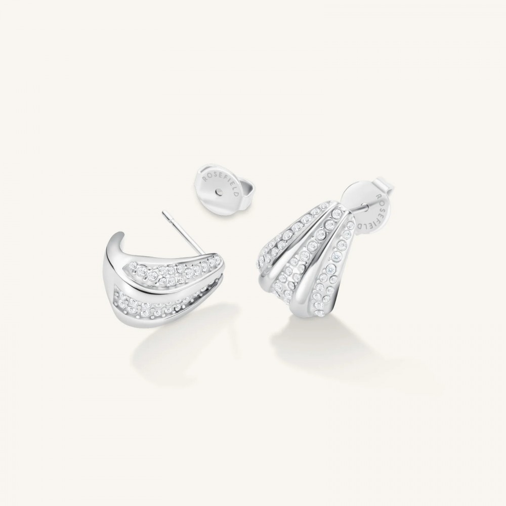 ROSEFIELD Pave Striped Studs Σκουλαρίκια Ασημί Ανοξείδωτο Ατσάλι JEPSS-J1229
