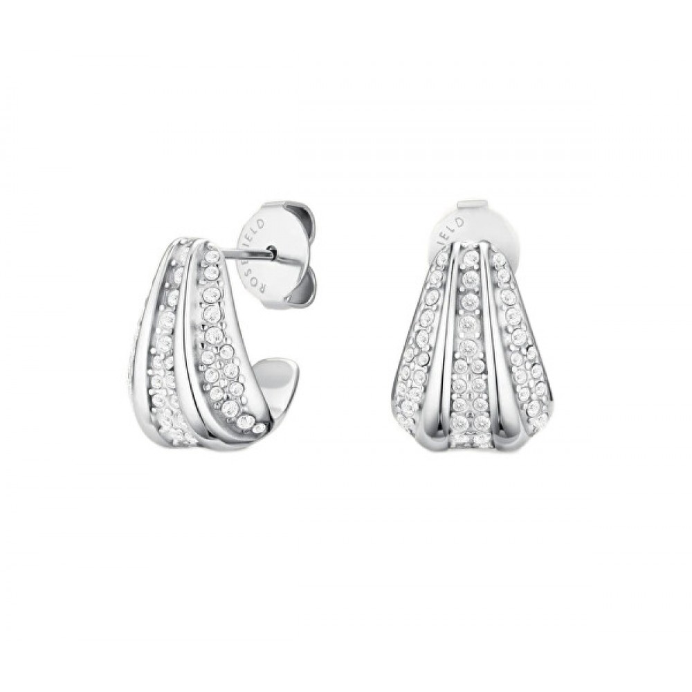 ROSEFIELD Pave Striped Studs Σκουλαρίκια Ασημί Ανοξείδωτο Ατσάλι JEPSS-J1229