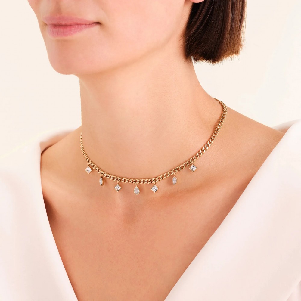 ROSEFIELD Crystals Choker Necklace Κολιέ Χρυσό Ανοξείδωτο Ατσάλι JNMCG-J1178
