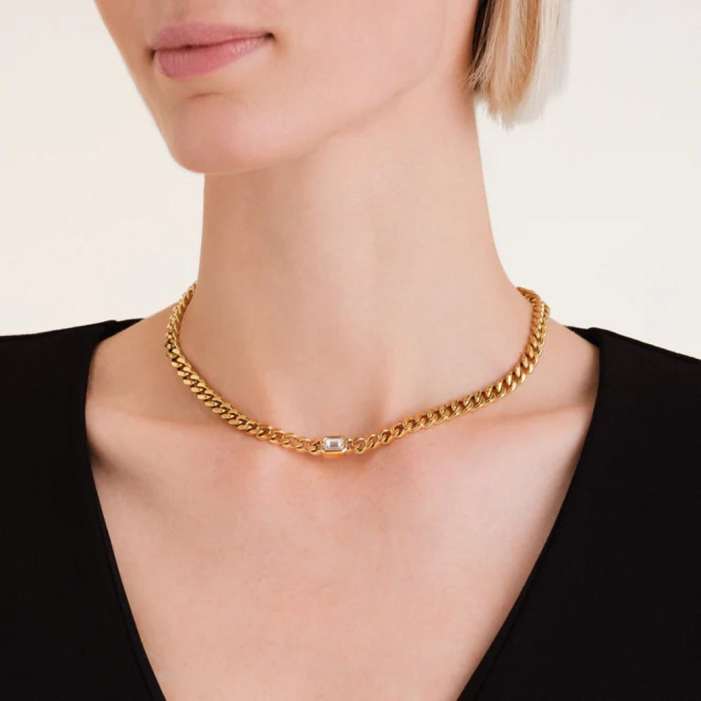 ROSEFIELD Octagon Choker Necklace Κολιέ Χρυσό Ανοξείδωτο Ατσάλι JNOCG-J1131