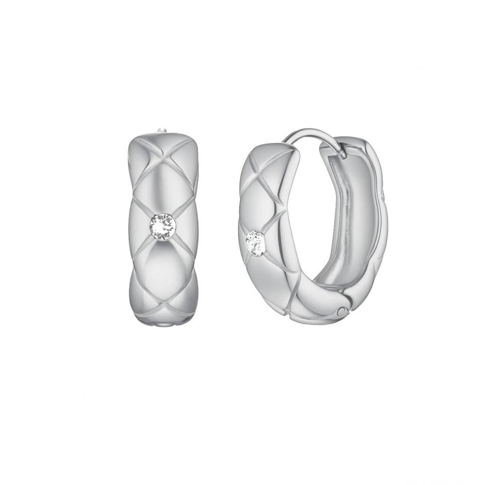 ROSEFIELD Crystal Star Hoops Σκουλαρίκια Κρίκοι Ασημί Ανοξείδωτο Ατσάλι JECHG-J1353