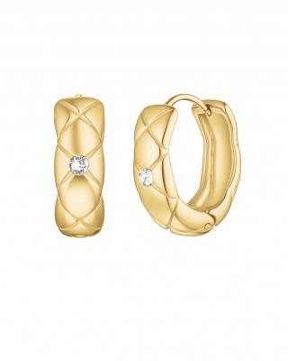 ROSEFIELD Crystal Star Hoops Σκουλαρίκια Κρίκοι Χρυσό Ανοξείδωτο Ατσάλι JECHS-J1383