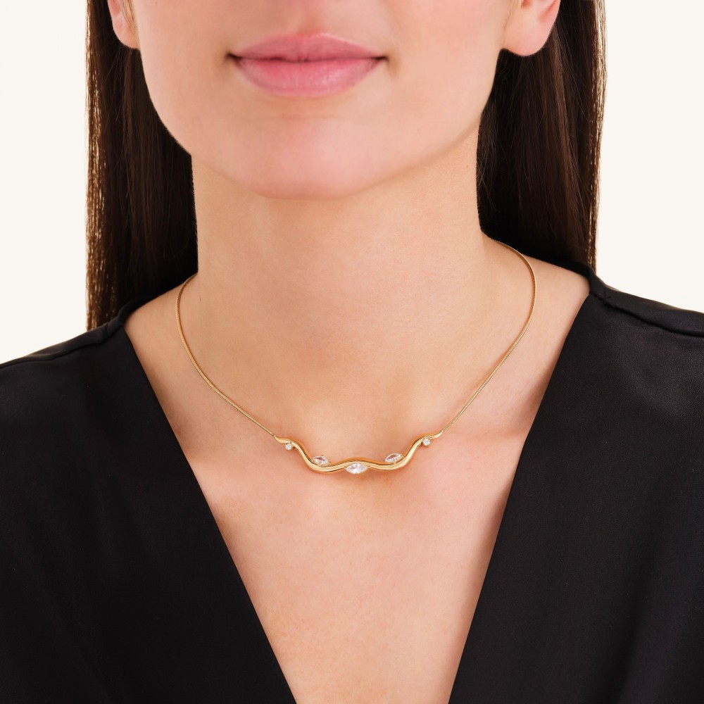 ROSEFIELD Wave Choker Κολιέ Χρυσό Ανοξείδωτο Ατσάλι  JNWCG-J1308