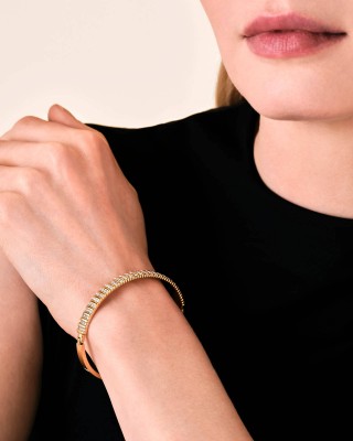 ROSEFIELD Striped Pave Bangle Βραχιόλι χειροπέδα Χρυσό Ανοξείδωτο Ατσάλι JBSBG-J1287