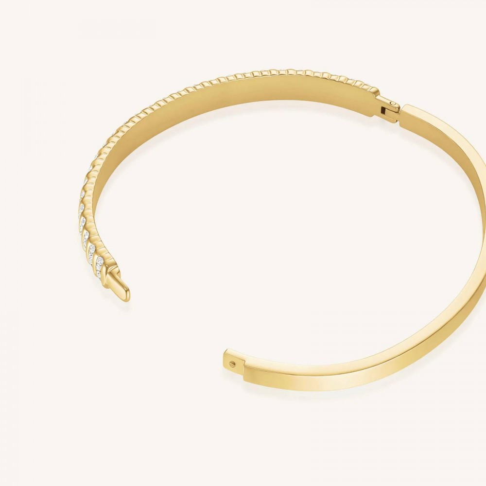 ROSEFIELD Striped Pave Bangle Βραχιόλι χειροπέδα Χρυσό Ανοξείδωτο Ατσάλι JBSBG-J1287