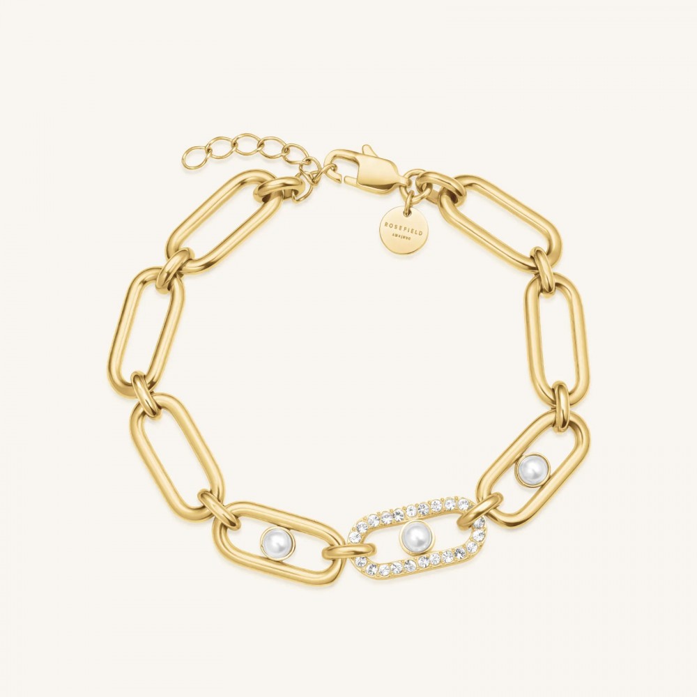 ROSEFIELD Pearl Crystals Βραχιόλι Πέρλες Χρυσό Ανοξείδωτο Ατσάλι JBPLG-J1296
