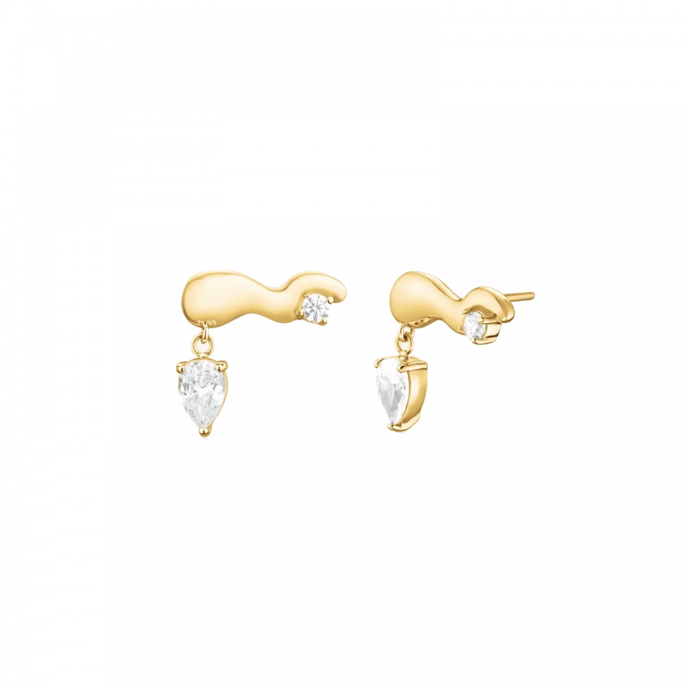 ROSEFIELD Crystal Wave Studs Σκουλαρίκια Καρφωτά Λευκά κρύσταλλα JEWSG-J1300