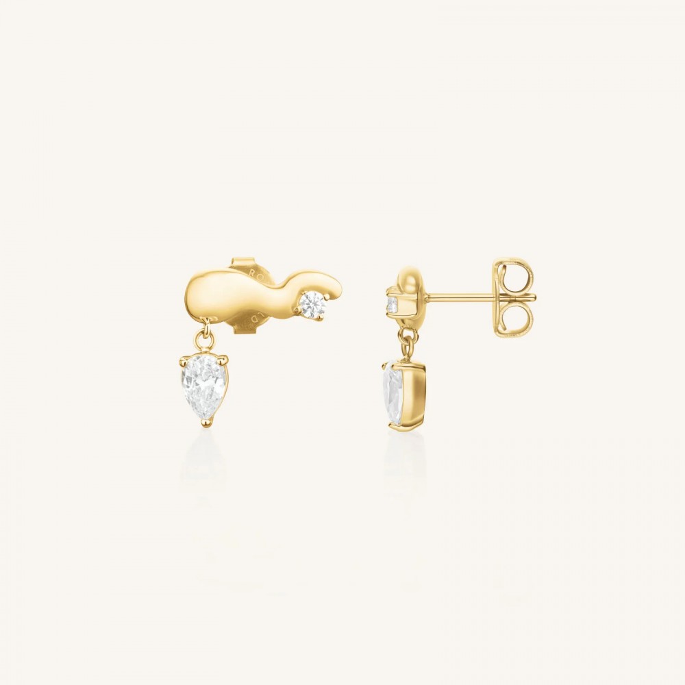 ROSEFIELD Crystal Wave Studs Σκουλαρίκια Καρφωτά Λευκά κρύσταλλα JEWSG-J1300