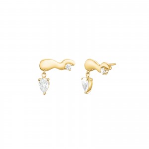 ROSEFIELD Crystal Wave Studs Earrings Gold JEWSG-J1300