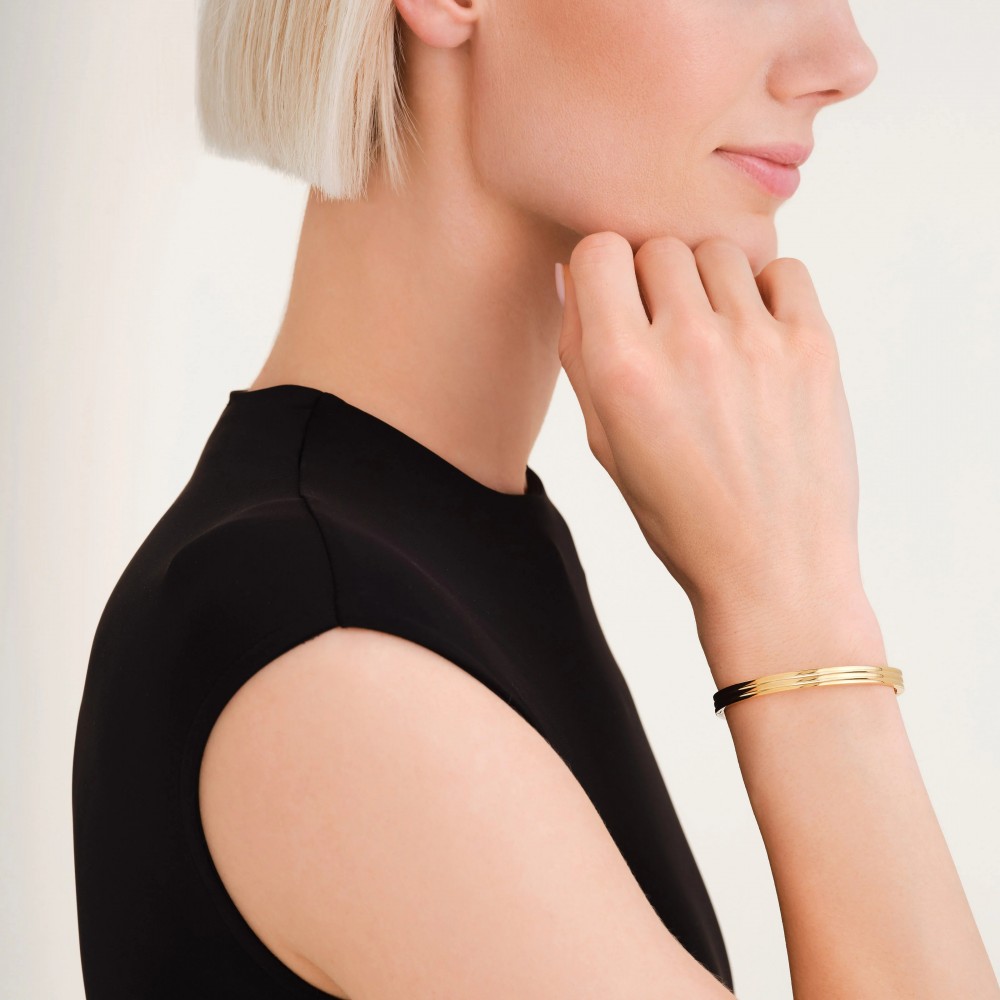 ROSEFIELD Striped Bangle Βραχιόλι χειροπέδα Χρυσό Ανοξείδωτο Ατσάλι JBSBG-J1041
