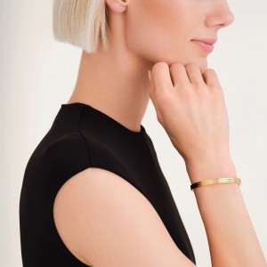 ROSEFIELD Striped Bangle Βραχιόλι χειροπέδα Χρυσό Ανοξείδωτο Ατσάλι JBSBG-J1041