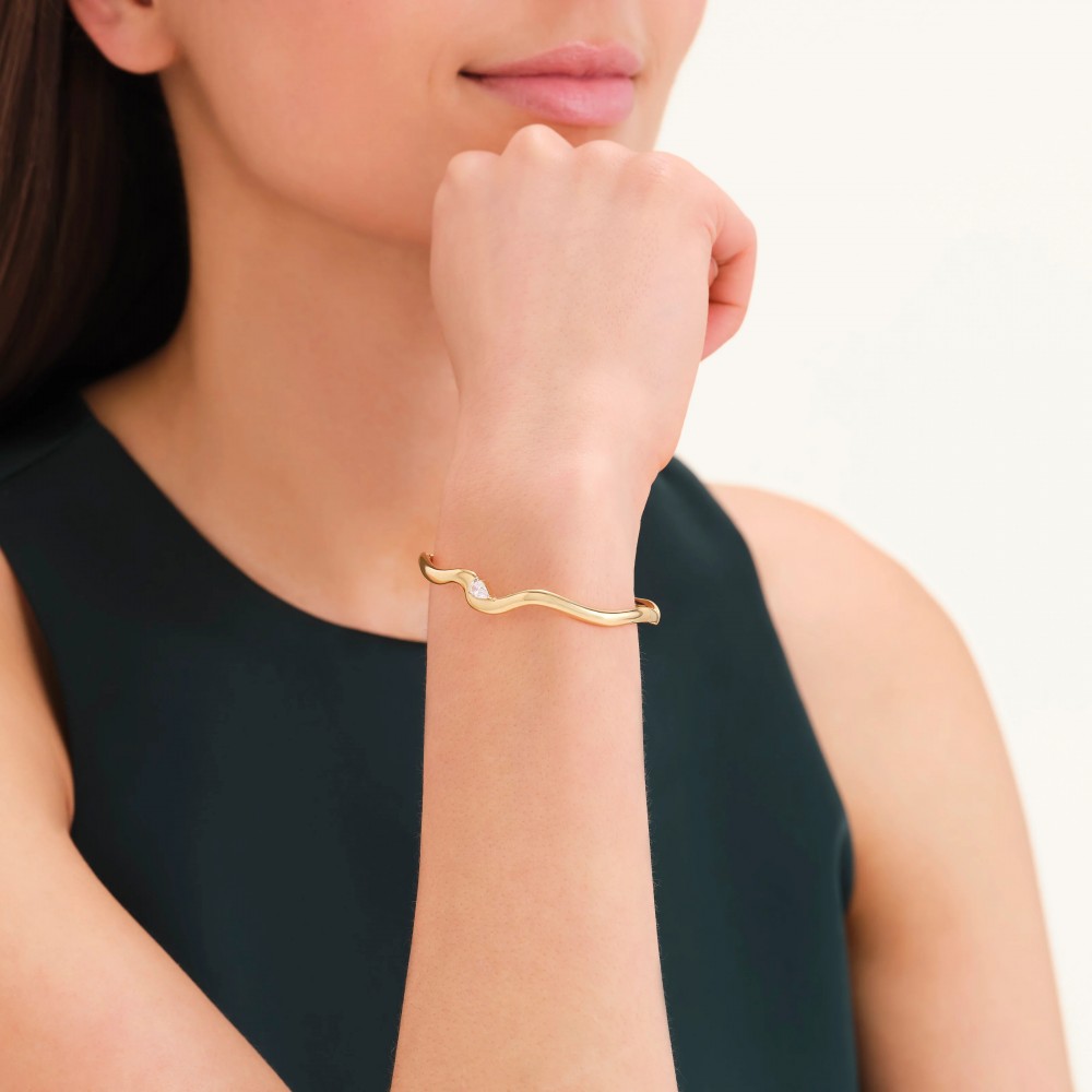 ROSEFIELD Marquise Wave Bangle Βραχιόλι χειροπέδα Χρυσό Ανοξείδωτο Ατσάλι JBMWG-J1303
