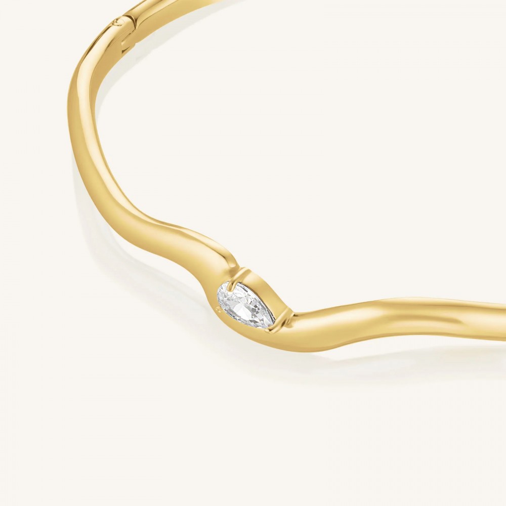 ROSEFIELD Marquise Wave Bangle Βραχιόλι χειροπέδα Χρυσό Ανοξείδωτο Ατσάλι JBMWG-J1303