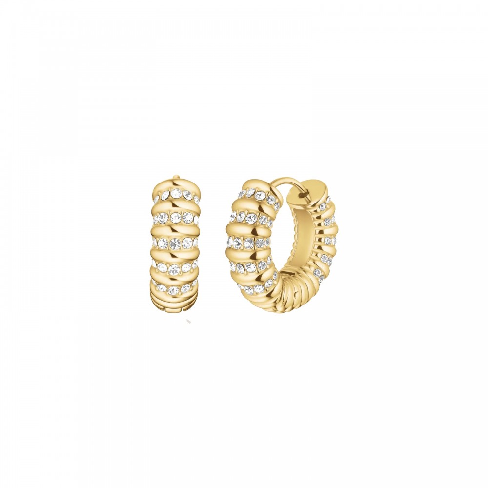 ROSEFIELD Striped Hoops Σκουλαρίκια Κρίκοι Χρυσό Ανοξείδωτο Ατσάλι JESCG-J1280