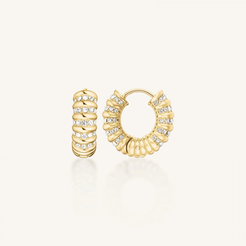ROSEFIELD Striped Hoops Σκουλαρίκια Κρίκοι Χρυσό Ανοξείδωτο Ατσάλι JESCG-J1280