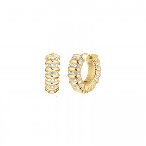 ROSEFIELD Striped Hoops Σκουλαρίκια Κρίκοι Χρυσό Ανοξείδωτο Ατσάλι JESCG-J1280