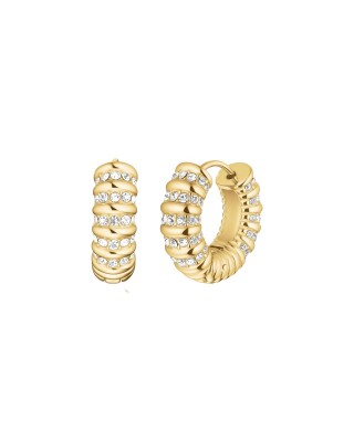 ROSEFIELD Striped Hoops Σκουλαρίκια Κρίκοι Χρυσό Ανοξείδωτο Ατσάλι JESCG-J1280