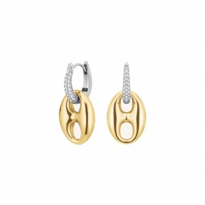 ROSEFIELD Crystal Duotone Earrings Σκουλαρίκια Δίχρωμο Ανοξείδωτο Ατσάλι JECCD-J1049