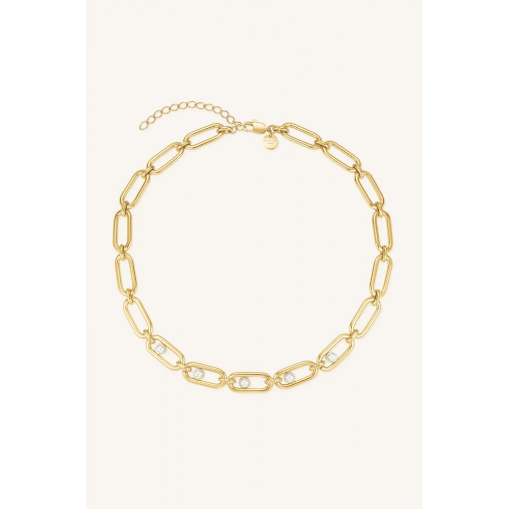 ROSEFIELD Pearl Link Necklace Κολιέ Χρυσό Ανοξείδωτο Ατσάλι Πέρλες JNPLG-J1294