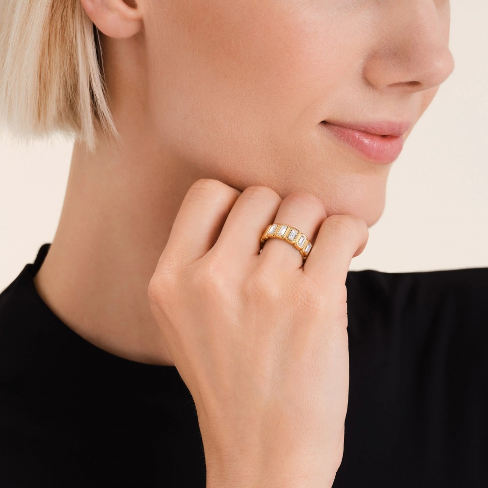 ROSEFIELD Octagon Ring Δαχτυλίδι Ανοξείδωτο Ατσάλι JRIO54G-J1137