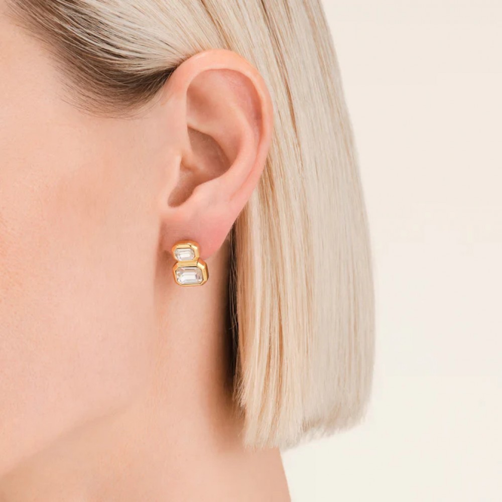 ROSEFIELD Octagon Double Studs Σκουλαρίκια Χρυσό Ανοξείδωτο Ατσάλι  JEODG-J1128