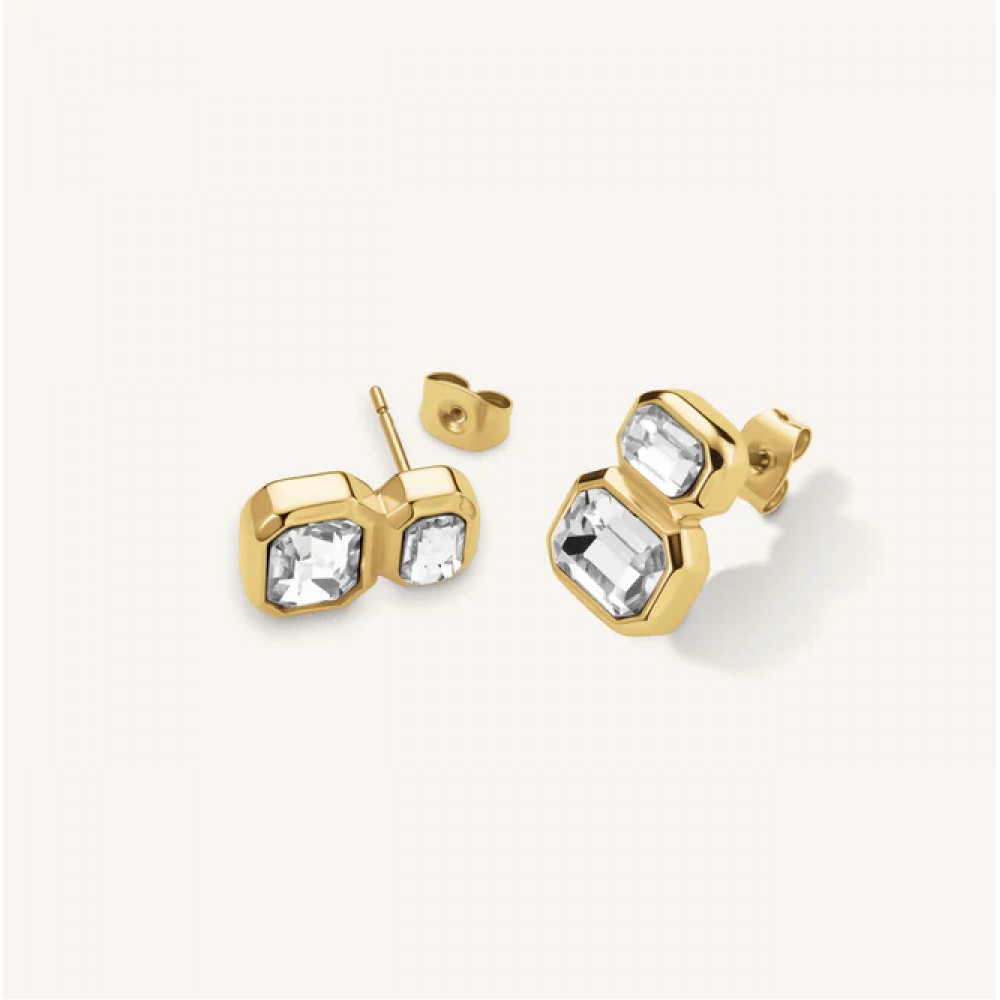 ROSEFIELD Octagon Double Studs Σκουλαρίκια Χρυσό Ανοξείδωτο Ατσάλι  JEODG-J1128