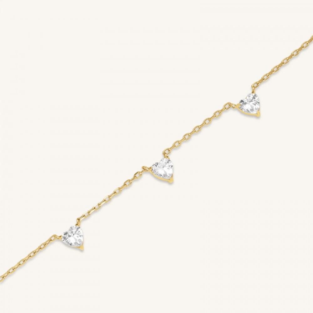 ROSEFIELD Row Hearts Necklace Κολιέ Χρυσό Ανοξείδωτο Ατσάλι JNRHG-J1005