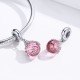 Silver me Pendant charm with pink stone Ασήμι 9038