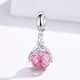 Silver me Pendant charm with pink stone Ασήμι 9038