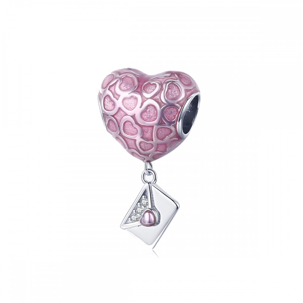 Silver me Pink heart with letter Ασήμι 3008