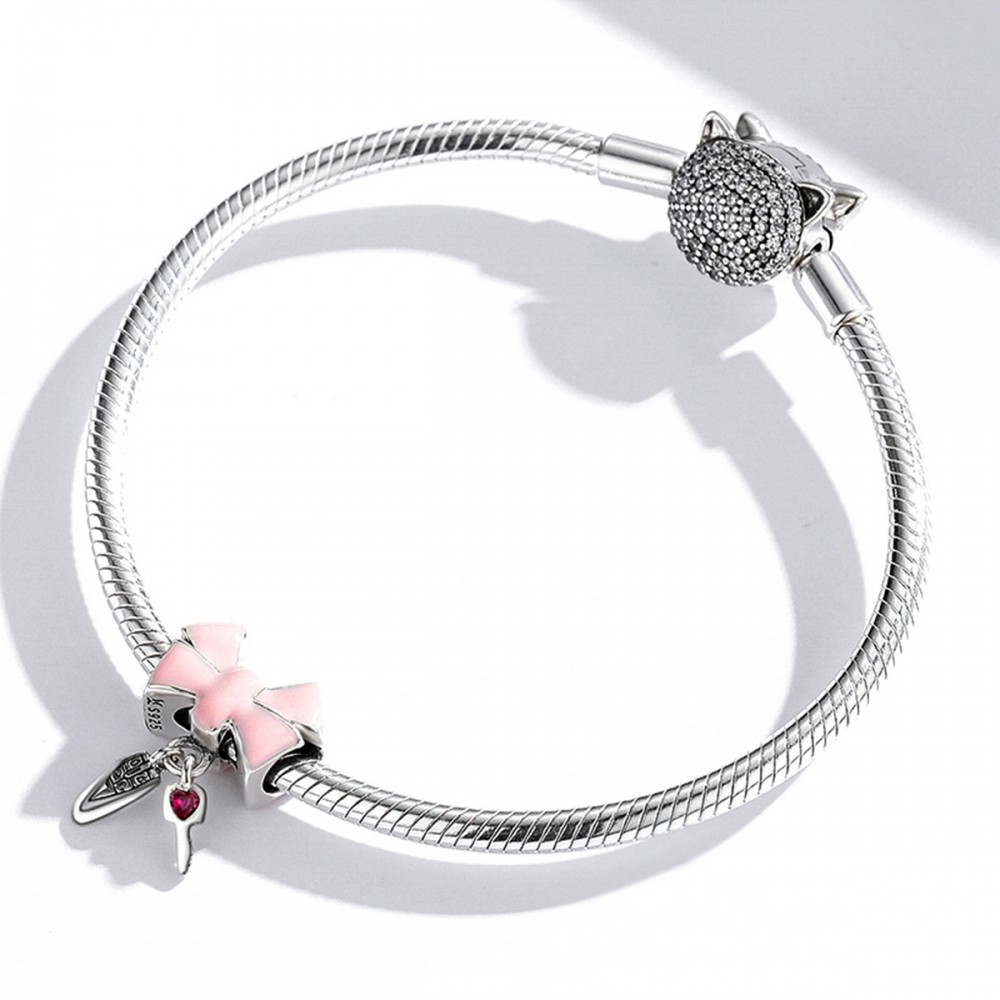 Silver me Pink Bow Key Ασήμι 4043