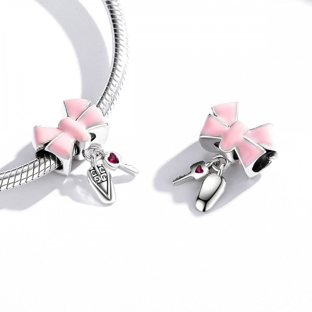 Silver me Pink Bow Key Ασήμι 4043