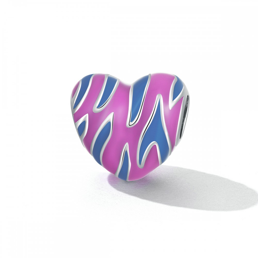 Silver me Charm Heart Purple Blue 925 Ασήμι 4055