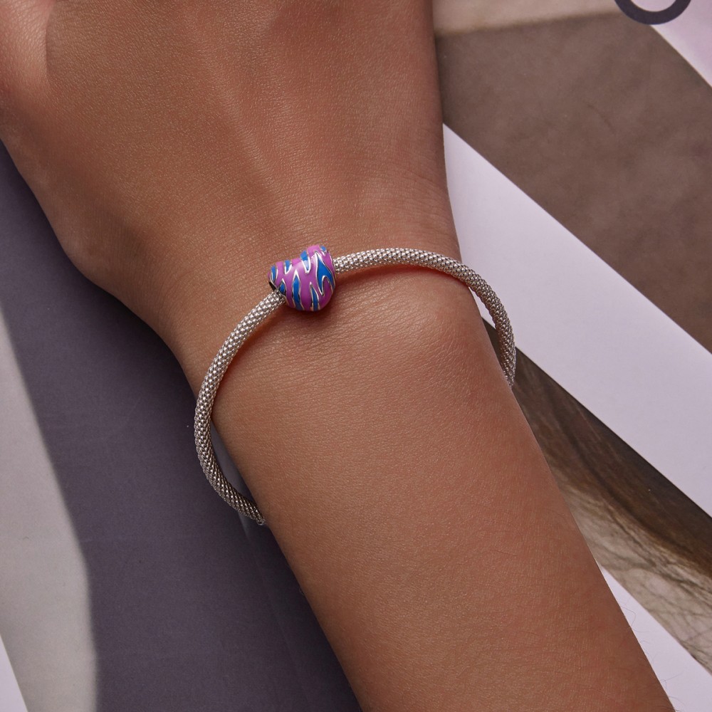 Silver me Charm Heart Purple Blue 925 Ασήμι 4055