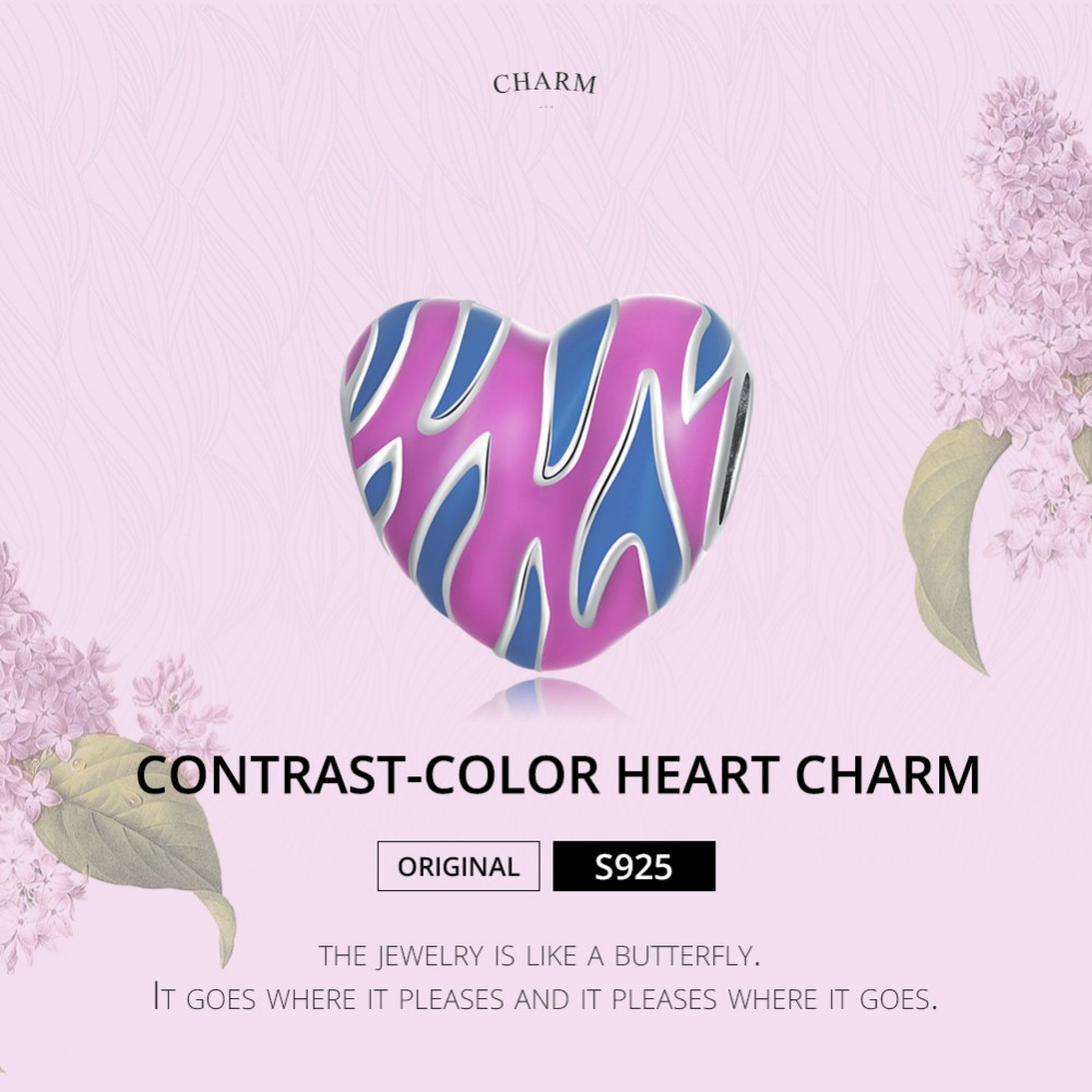 Silver me Charm Heart Purple Blue 925 Ασήμι 4055