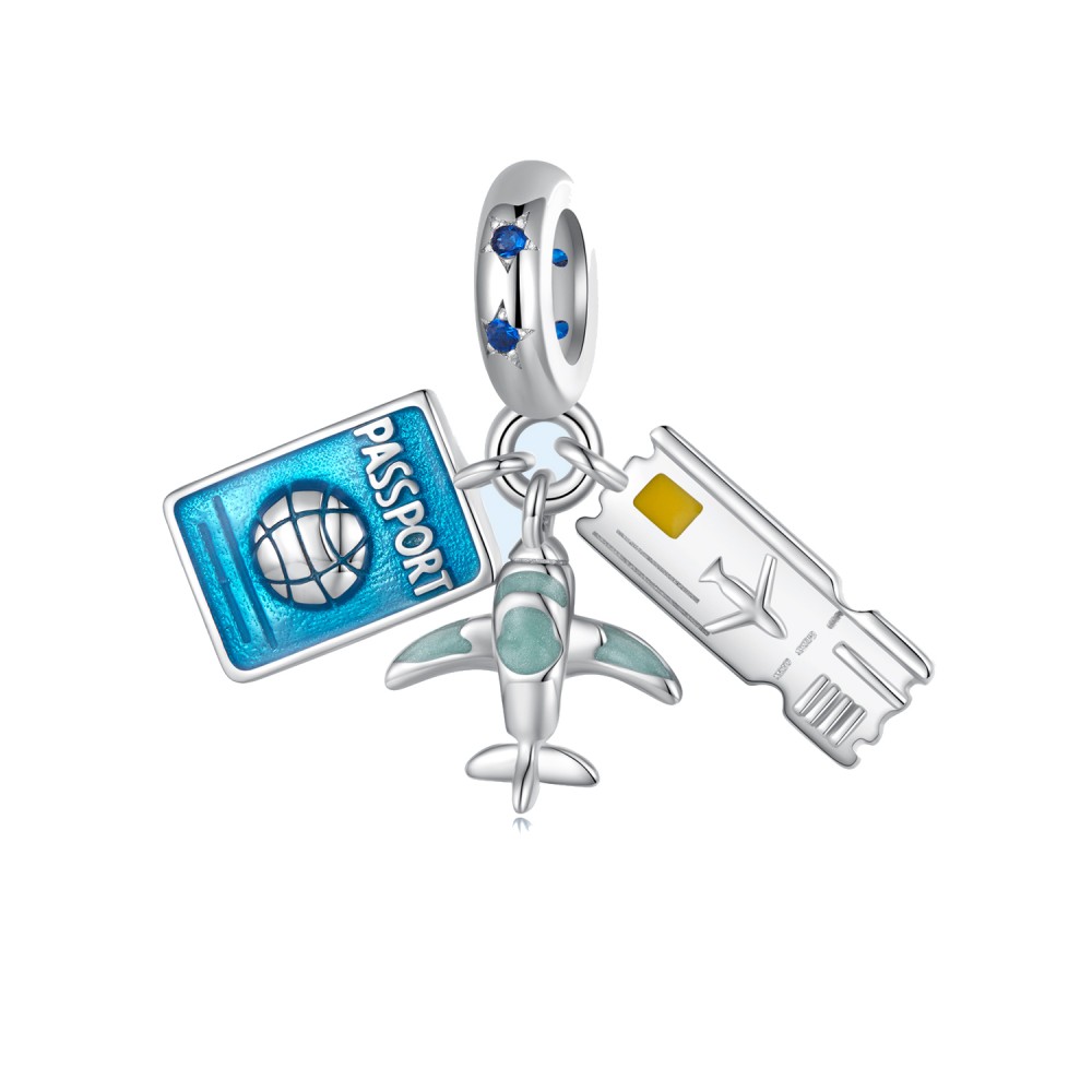 Silver me Passport  ticket and airplane Ασήμι 3063