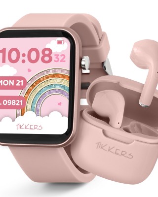 Tikkers Series 13 Παιδικό Smartwatch με Ασύρματα Ακουστικά Gift Set Ροζ Λουράκι καουτσούκ TKS13-0031-SET