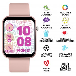 Tikkers Series 13 Παιδικό Smartwatch με Ασύρματα Ακουστικά Gift Set Ροζ Λουράκι καουτσούκ TKS13-0031-SET
