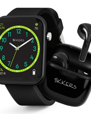 Tikkers Series 13 Παιδικό Smartwatch με Ασύρματα Ακουστικά Gift Set Μαύρο Λουράκι καουτσούκ TKS13-0031-SET