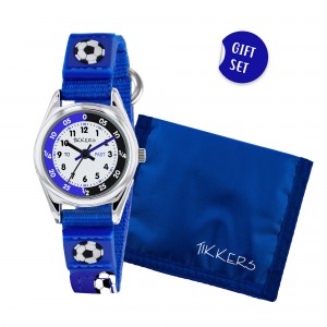 TIKKERS Gift Set Παιδικό Ρολόι Μπλε Υφασμάτινο λουράκι ATK1090
