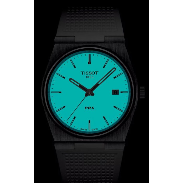 TISSOT T-Classic PRX 40mm Ρολόι Λευκό Καουτσούκ Λουράκι T1374101701100