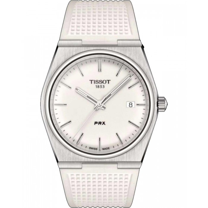 TISSOT T-Classic PRX 40mm Ρολόι Λευκό Καουτσούκ Λουράκι T1374101701100
