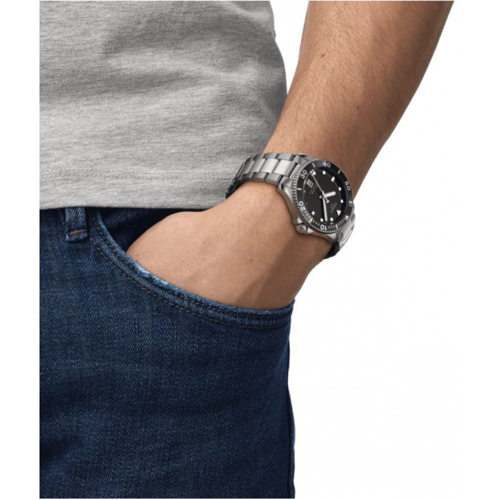TISSOT T-Sport Seastar 1000 Ρολόι Unisex  Ασημί Ανοξείδωτο Ατσάλι μπρασελέ T1204101105100