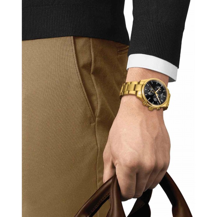 TISSOT T-Sport Chrono XL Classic Ρολόι Ανδρικό Επιχρυσωμένο Ανοξείδωτο Ατσάλι μπρασελέ T1166173305100