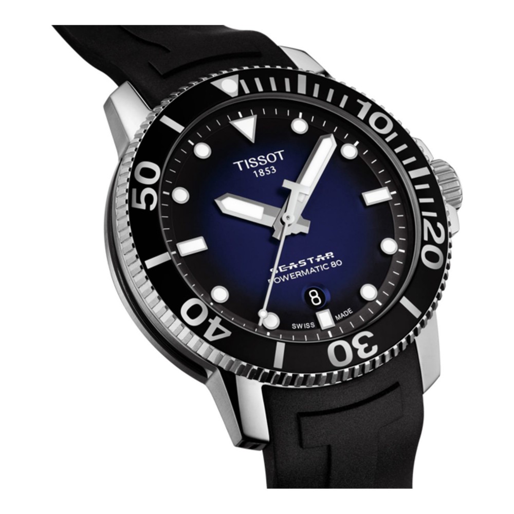 TISSOT T-Sport Seastar 1000 Powermatic 80 Ρολόι Ανδρικό Μαύρο Καουτσούκ λουράκι T1204071704100