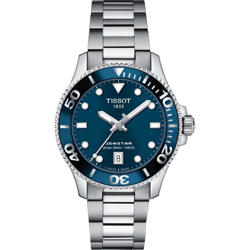 TISSOT T-Sport Seastar 1000 Ρολόι Unisex Ασημί Ανοξείδωτο Ατσάλι μπρασελέ T1202101104100